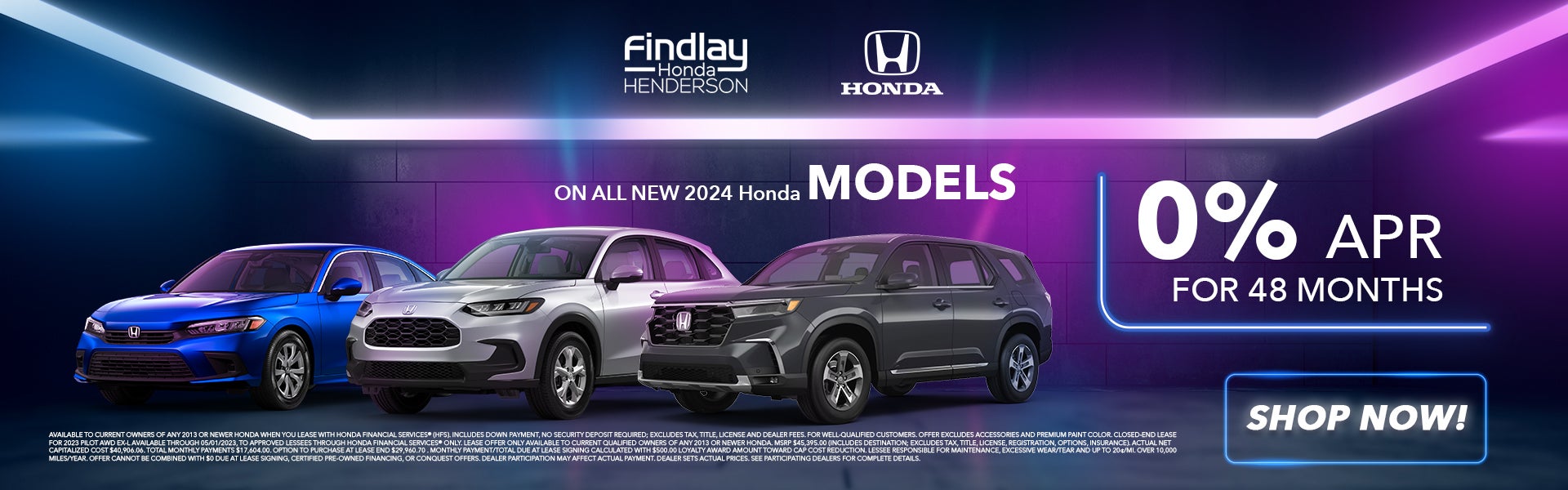 0% APR for 48 Months New 2024 Honda Models